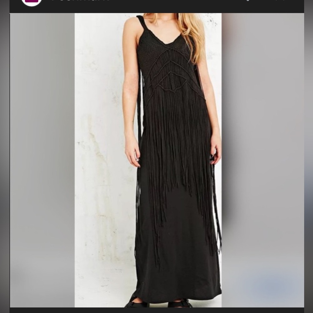 Denim & Supply Ralph Lauren Black Maxi Skirt with Fringe